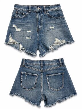 Rewash Super High Rise Distressed Denim Shorts Size 1 / 25 Y2K Raw Hem